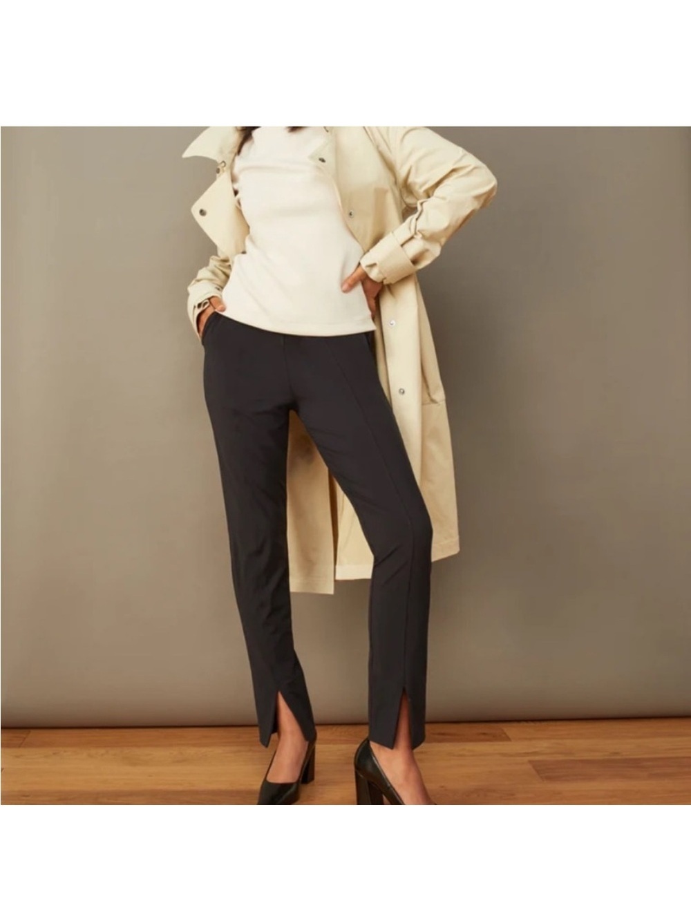 ADAY Slim Straight Up Pants Black Womenโs Size Large